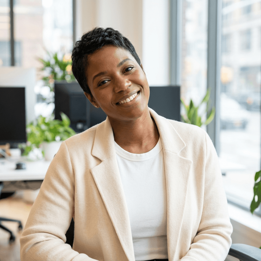 Female patient in her early 30s, Black, calm expression, healthcare setting